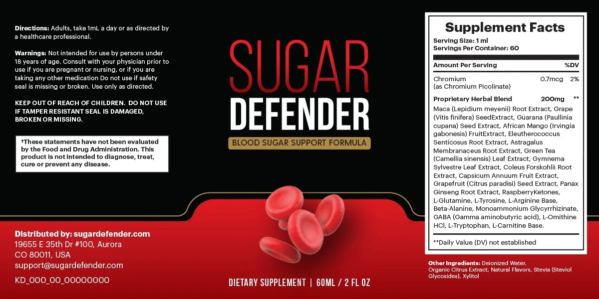 Sugar Defender Label Image
